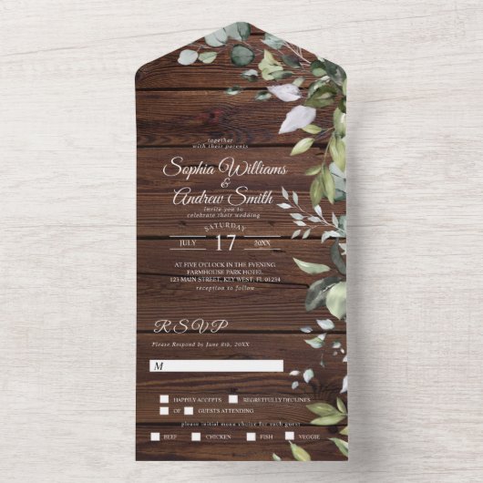 Elegant Greenery Rustic in één uitnodiging (Binnen)