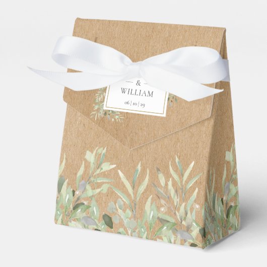 Elegant Greenery Rustic Kraft Wedding Bedankdoosjes (Voorkant Zijde)