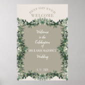 Elegant Greenery Rustic Wedding Celebration Sign Poster (Voorkant)