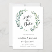 Elegant Greenery Rustic Wedding Save the Date Magnetische Uitnodiging (Voorkant)