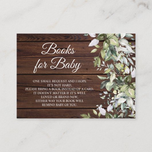 Elegant Greenery Rustic Wood Book for Baby Informatiekaartje (Voorkant)