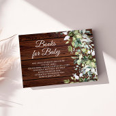 Elegant Greenery Rustic Wood Book for Baby Informatiekaartje