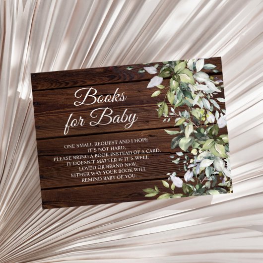 Elegant Greenery Rustic Wood Book for Baby Informatiekaartje