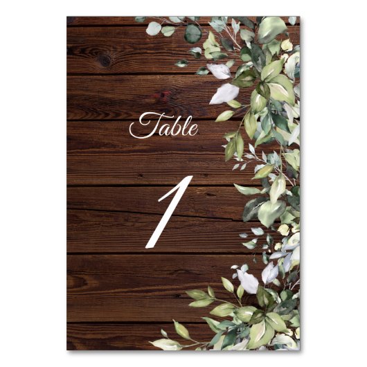 Elegant Greenery Rustic Wood Kaart (Achterkant)