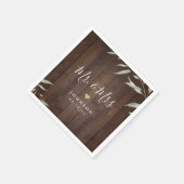 Elegant greenery rustic wood Mr & Mrs bruiloft Servet (Hoek)