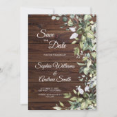Elegant Greenery Rustic Wood sparen de datum uitno Save The Date (Voorkant)