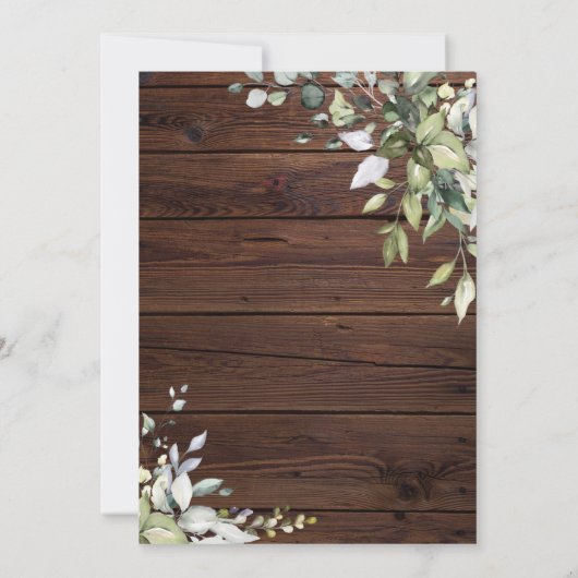Elegant Greenery Rustic Wood sparen de datum uitno Save The Date (Achterkant)