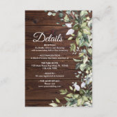 Elegant Greenery Rustic Wood Wedding Details Informatiekaartje (Voorkant)