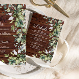 Elegant Greenery Rustic Wood Wedding Details Informatiekaartje