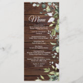 Elegant Greenery Rustic Wood Wedding Menu (Voorkant)