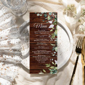 Elegant Greenery Rustic Wood Wedding Menu