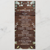 Elegant Greenery Rustic Wood Wedding Programs Programmakaart (Achterkant)