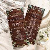 Elegant Greenery Rustic Wood Wedding Programs Programmakaart