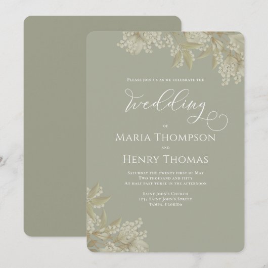 Elegant Greenery Sage Green Floral Foliage Simple Kaart (Voorkant / Achterkant)