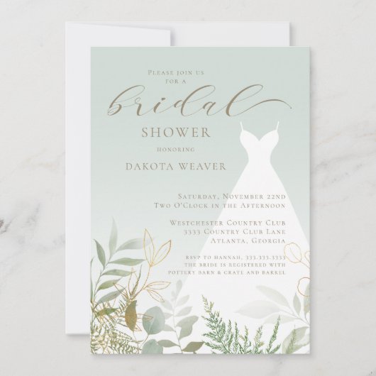 Elegant Greenery Sage Green Vrijgezellenfeest Kaart (Voorkant)