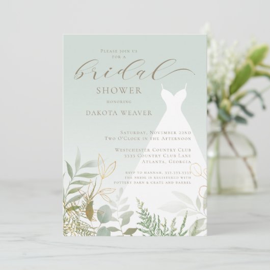 Elegant Greenery Sage Green Vrijgezellenfeest Kaart (Staand voorkant)