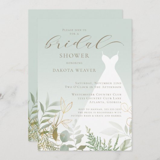 Elegant Greenery Sage Green Vrijgezellenfeest Kaart (Voorkant / Achterkant)