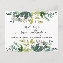 Elegant Greenery Same Wedding New Date Update Briefkaart