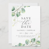 Elegant Greenery Save the Date Announding Kaart (Voorkant)