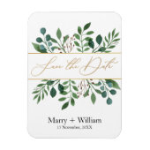 Elegant greenery save the date bruiloft verloving magneet (Verticaal)