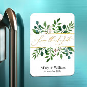 Elegant greenery save the date bruiloft verloving magneet