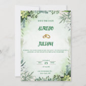 Elegant Greenery Save The Date Card  Kaart (Voorkant)
