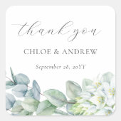 Elegant Greenery Script Bedankt voor je huwelijk Vierkante Sticker (Voorkant)