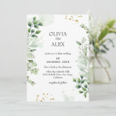 Elegant Greenery Script Huwelijksuitnodiging Kaart (Staand voorkant)