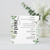 Elegant Greenery Script Round Wedding Flat Menu (Staand voorkant)