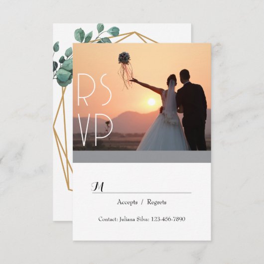 Elegant Greenery Script RSVP Invitation (Voorkant / Achterkant)