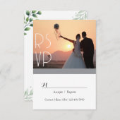 Elegant Greenery Script RSVP uitnodiging (Voorkant / Achterkant)