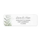 Elegant Greenery & Script Wedding Address Label (Voorkant)