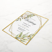 Elegant Greenery Script Wedding Folie Uitnodiging (Gedraaid)