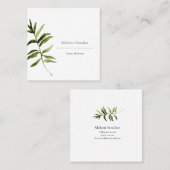 Elegant greenery Simple floral visitekaartje (Voorkant / Achterkant)