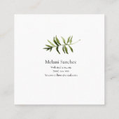 Elegant greenery Simple floral visitekaartje (Achterkant)