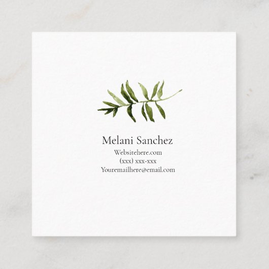 Elegant greenery Simple floral visitekaartje (Achterkant)