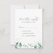 Elegant Greenery Simple RSVP-kaart RSVP Kaartje (Voorkant)