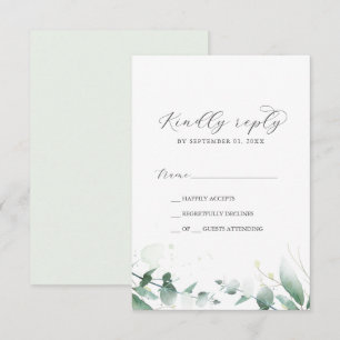 Elegant Greenery Simple RSVP-kaart RSVP Kaartje