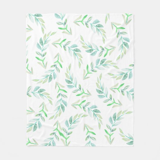 Elegant Greenery Spring Waterverf Laurels Fleece Deken (Voorkant)