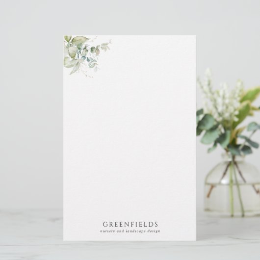 Elegant Greenery Stationery Paper (Staand voorkant)
