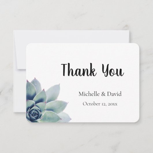 Elegant Greenery Succulent Typography Wedding Bedankkaart (Voorkant)