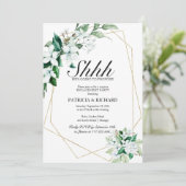 Elegant Greenery Surprise Engagement Party Kaart (Staand voorkant)