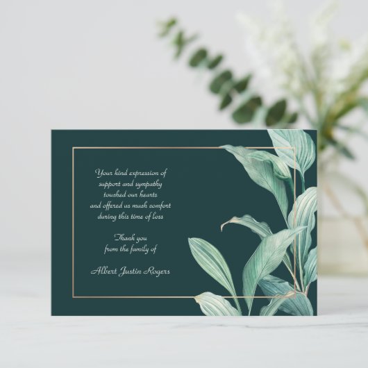 Elegant Greenery Sympathie Hartelijk dank Kaart (Staand voorkant)