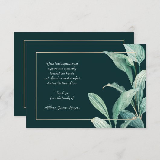 Elegant Greenery Sympathie Hartelijk dank Kaart (Voorkant / Achterkant)