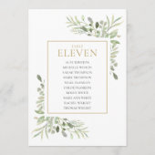 Elegant Greenery Table Number 11 Seating Chart Kaart (Achterkant)