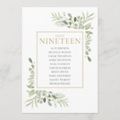 Elegant Greenery Table Number 19 Seating Chart Kaart (Achterkant)