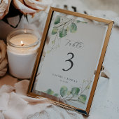 Elegant Greenery Table Number Kaart