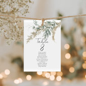 Elegant greenery table number seating chart cards