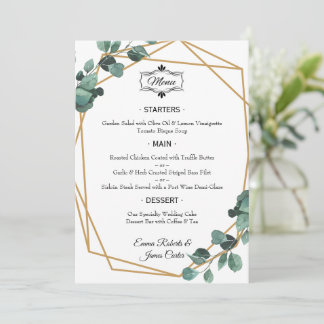Elegant Greenery Tafel Trouwmenu Menu