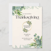 Elegant Greenery Thanksgiving Dinner Party Kaart (Voorkant)
